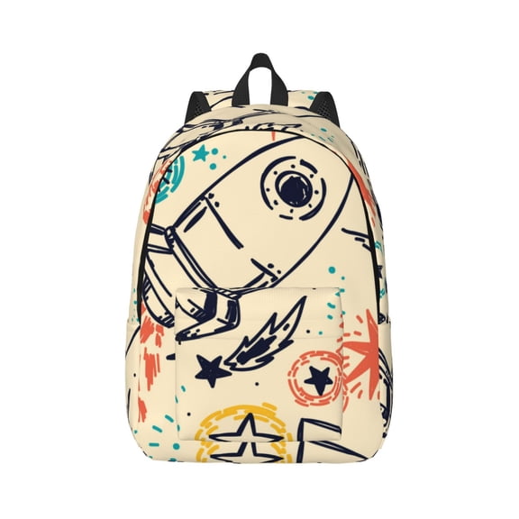 Naloa Rockets Canvas Backpack for Men Women Rucksack Casual Travel Daypack College Tote Satchel Bookbag for Teens-Medium