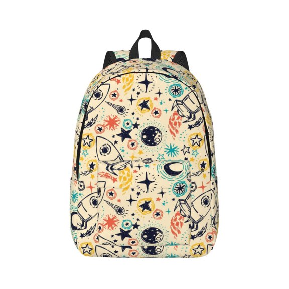 Naloa Rockets Canvas Backpack for Men Women Rucksack Casual Travel Daypack College Tote Satchel Bookbag for Teens-Medium