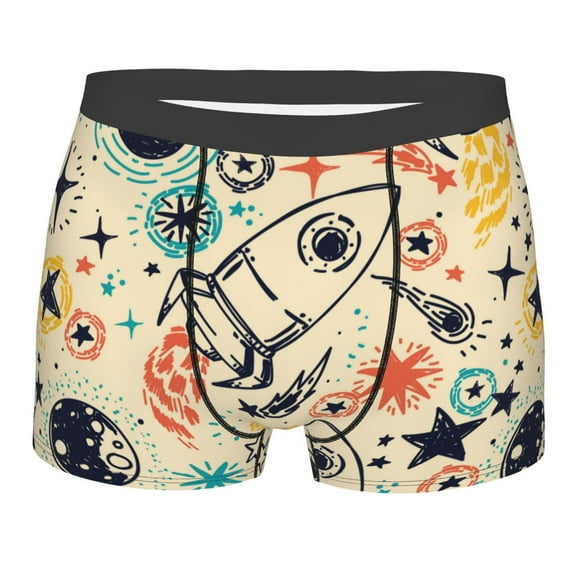 Naloa Rockets Print Mens Underwear - Boxers for Men, Classic Briefs for Men