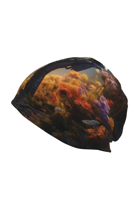 Romantic Flower Astronaut Couple Beanie for Men Women Knitted Unisex Winter Hat Beanies Cap Knit Cuffed Beanies Hats