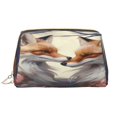 thumbnail image 1 of Naloa Romantic Flower Fox Leather Makeup Bag for Purse Travel, Portable Small Cosmetic Organizer for Women and Girls, Make up Bag with Zipper, 1 of 8