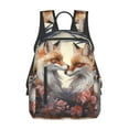 thumbnail image 1 of Naloa Romantic Flower Fox Print Lightweight DayBackpack Suitable for school, work, shopping, travel, etc., 1 of 1