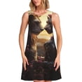 thumbnail image 1 of Naloa Romantic Flower Lion Couple Print Women's Summer Spring Casual Beach Sundress,Vacation Sleeveless Tank Crewneck Loose Dresses, 1 of 7