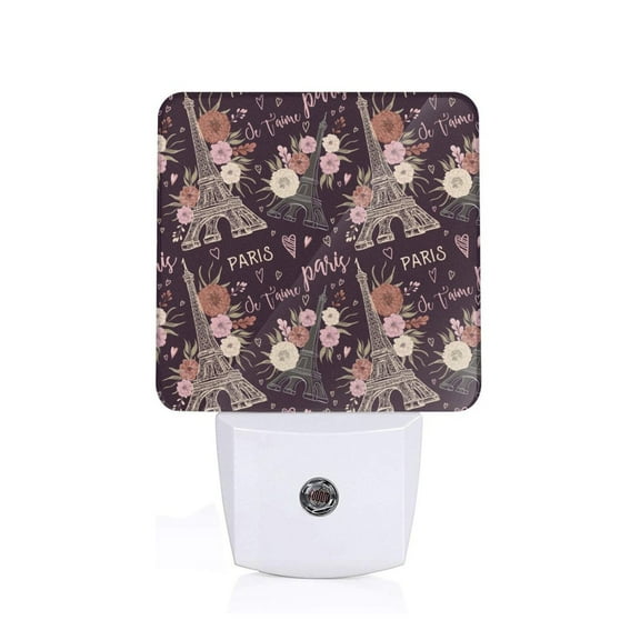 Naloa Romantic Paris Night Lights Plug into Wall, Dusk to Dawn Sensor Warm White Led Night Light 0.5W, Nightlight suit for Adults, Bedroom, Bathroom, Hallway, Kitchen