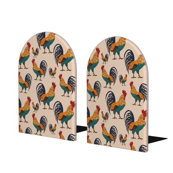 Naloa Rooster 2 Pcs Bookend Large Capacity Office Book Ends for Home Office Library School Study Decoration