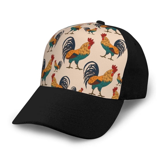 Naloa Rooster Adult adjustable Print Baseball Hat, Patchwork curved brim baseball capfor Men and Women, One Size