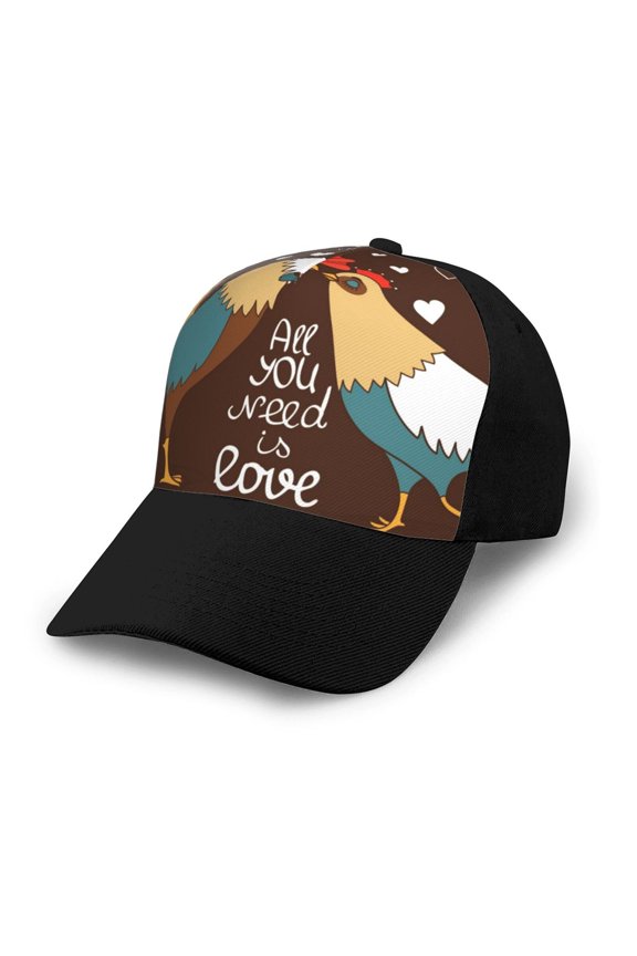 Rooster And Chicken Adult adjustable Print Baseball Hat, Patchwork curved brim baseball capfor Men and Women, One Size