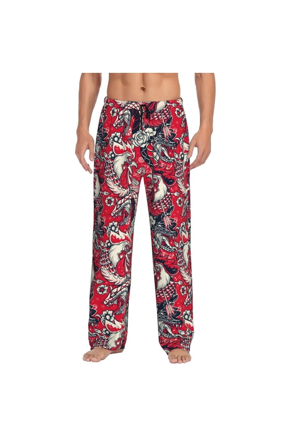 Rooster Head Pajama Pants Men, PJ Bottoms, Sleep & Lounge Pants-X-Large