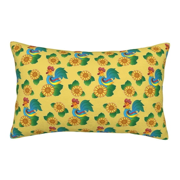 Naloa Roosters And Sunflowers Pillowcase, Throw Pillowcase, Wrinkle-Free, Stain-Resistant with Hidden Zipper for Bedroom Sofa-14"x20"