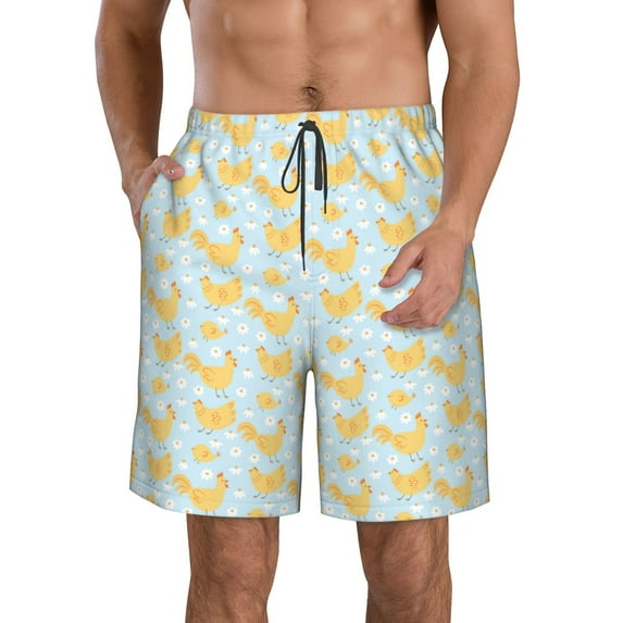 Naloa Roosters Men's Beach Shorts, Surfing shorts, Swim trunks, Quick Dry Swim Trunks for Surfing Beach Fun - Medium
