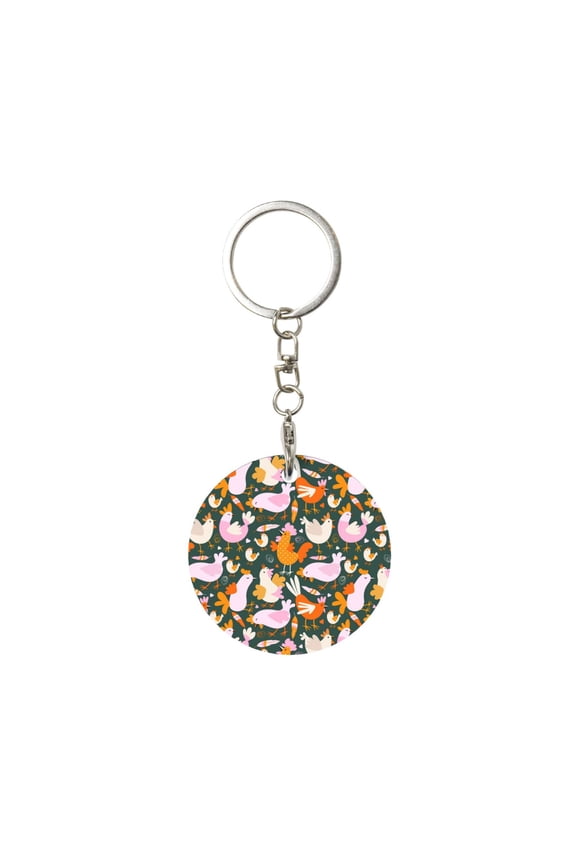 Naloa Roosters and Chicks Print Round Keychain Keychain Key Ring, Key Tag, Key Chain Bulk for Gift Accessories (Round)