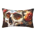 thumbnail image 1 of Naloa Rose Floral Skull Pillowcase, Throw Pillowcase, Wrinkle-Free, Stain-Resistant with Hidden Zipper for Bedroom Sofa-16"x24", 1 of 6