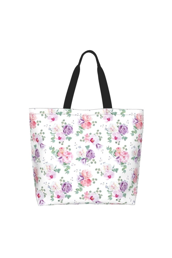 Rose Flower B Tote Bag for Women Large Capacity Shoulder Bag for College Work Travel Shopping