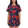 thumbnail image 1 of Naloa Rose Flower Women's Short-Sleeved Pajama Set, Loungewear, Summer pajamas, Breathable Cozy - 4X-Large, 1 of 9