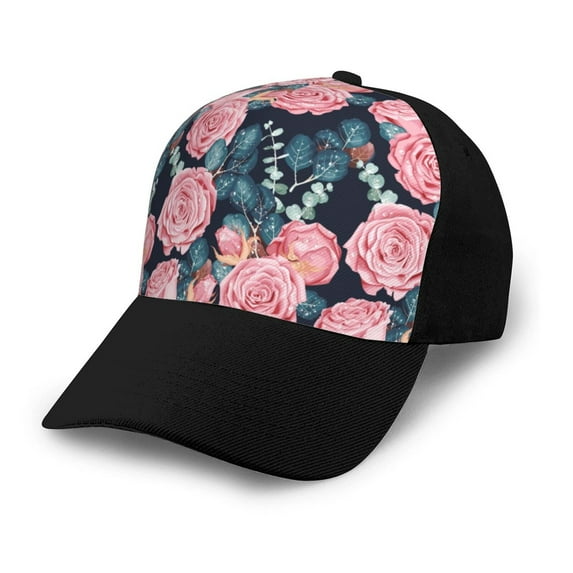 Naloa Rose Flowers Adult adjustable Print Baseball Hat, Patchwork curved brim baseball capfor Men and Women, One Size