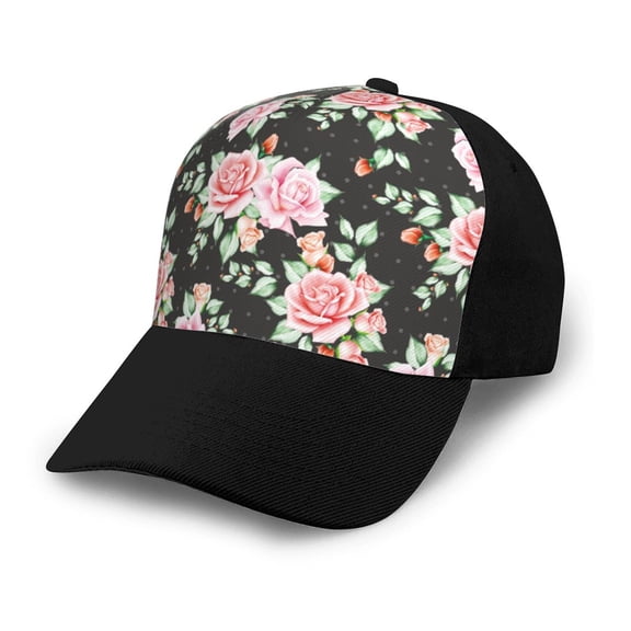 Naloa Rose Flowers Adult adjustable Print Baseball Hat, Patchwork curved brim baseball capfor Men and Women, One Size