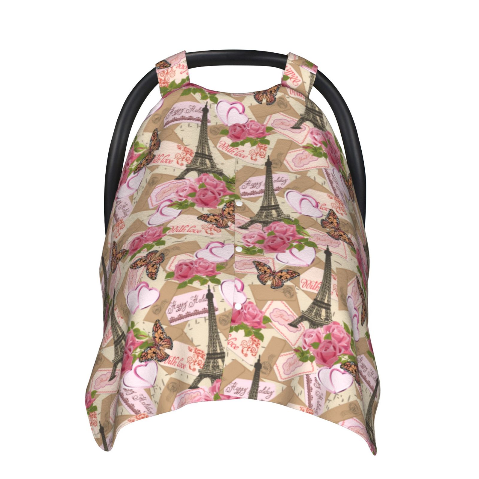 Naloa Rose Flowers Baby Car Seat Cover, Breathable Baby Carrier Cover, Multiuse Baby Carrier Cover & Nursing Breastfeeding Cover