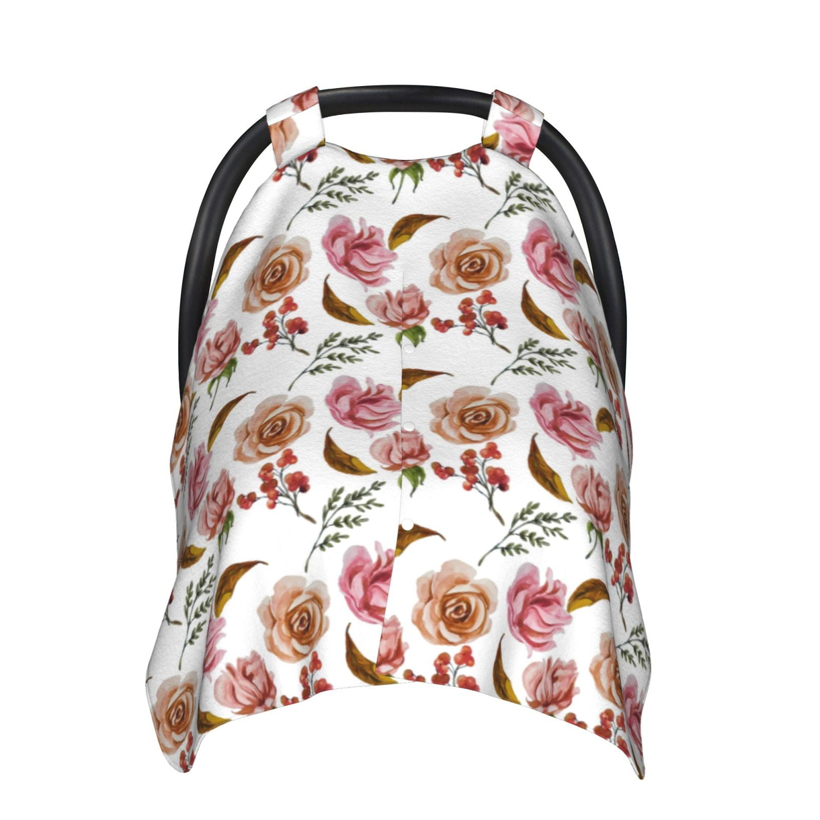 Naloa Rose Flowers Baby Car Seat Cover, Breathable Baby Carrier Cover, Multiuse Baby Carrier Cover & Nursing Breastfeeding Cover