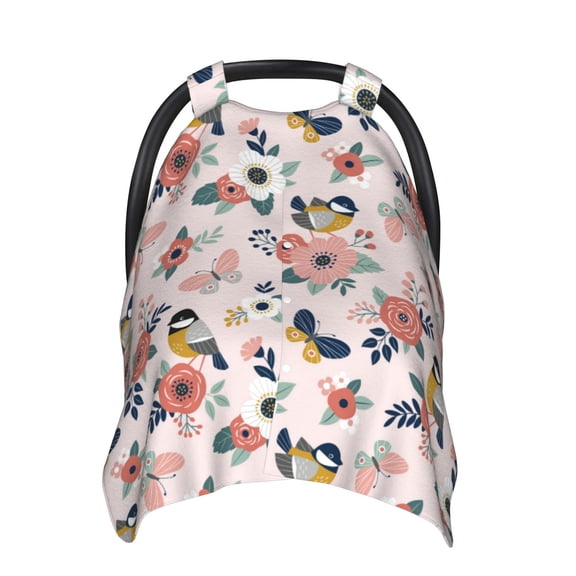 Naloa Rose Flowers Baby Car Seat Cover, Breathable Baby Carrier Cover, Multiuse Baby Carrier Cover & Nursing Breastfeeding Cover