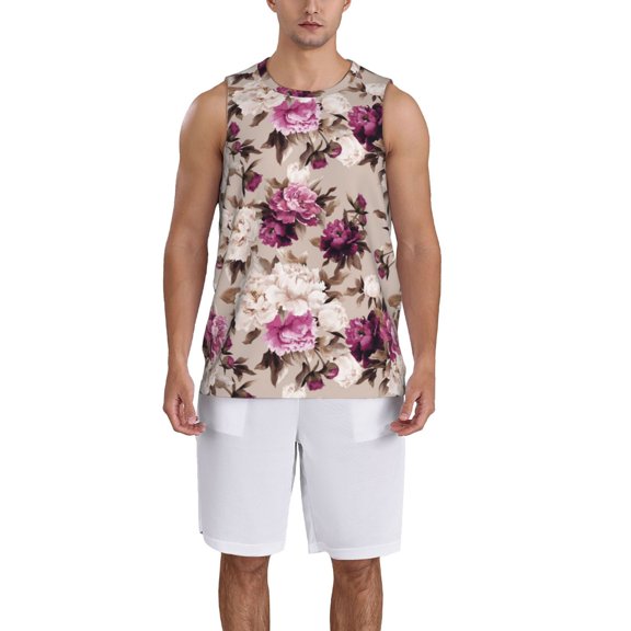 Naloa Rose Flowers Basketball Jersey Reversible Men's Mesh Athletic Sports Shirts Training Practice S-4XLMedium