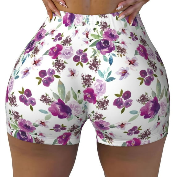 Naloa Rose Flowers Biker Shorts for Women Seamless Scrunch Short Women’s Yoga Shorts for Gym Running Sport Shorts - XX-Large