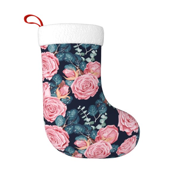 Naloa Rose Flowers Christmas Stockings Decorations, Xmas Ornaments, DIY Personalized Farmhouse Decor for Home Family Party Tree
