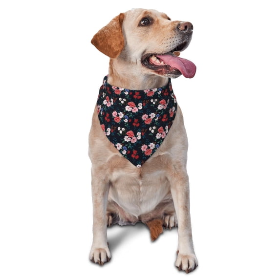Naloa Rose Flowers Dog Bandanas 1PC Washable Triangle Dog Scarfs Premium Durable Fabric, for Small Medium Large Dogs and Cats