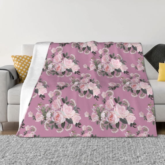 Naloa Rose Flowers Flannel Blankets - Thick and Warm Blanket for Winter, Soft Fuzzy Plush King Blanket for All Seasons40"x30"