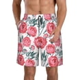 thumbnail image 1 of Naloa Rose Flowers Men's Beach Shorts, Surfing shorts, Swim trunks, Quick Dry Swim Trunks for Surfing Beach Fun - Small, 1 of 9