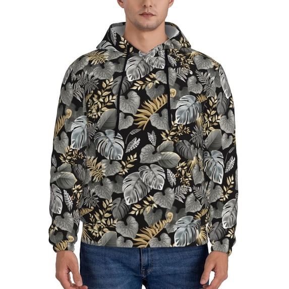Naloa Rose Flowers Men's Casual Hooded Collar Drawstring Hoodies Pullover Sweatshirts Casual Long Sleeve Shirts-XX-Large