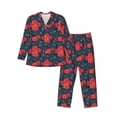 thumbnail image 1 of Naloa Rose Flowers Men’s Pajamas Set - Long Sleeve Button Down Sleep Shirt and Pajama Bottoms Sleepwear Set-XX-Large, 1 of 7