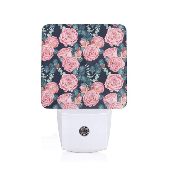 Naloa Rose Flowers Night Lights Plug into Wall, Dusk to Dawn Sensor Warm White Led Night Light 0.5W, Nightlight suit for Adults, Bedroom, Bathroom, Hallway, Kitchen
