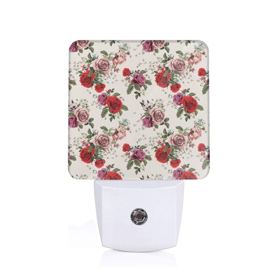Naloa Rose Flowers Night Lights Plug into Wall, Dusk to Dawn Sensor Warm White Led Night Light 0.5W, Nightlight suit for Adults, Bedroom, Bathroom, Hallway, Kitchen