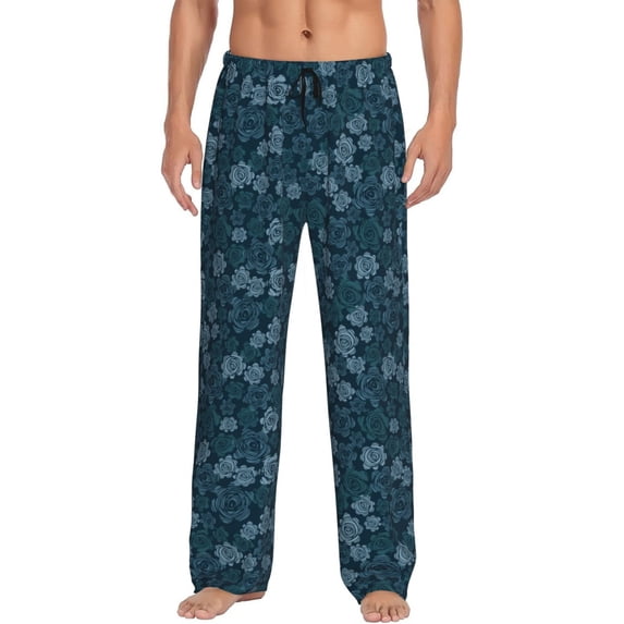 Naloa Rose Flowers Pajama Pants Men, PJ Bottoms, Sleep & Lounge Pants-X-Large