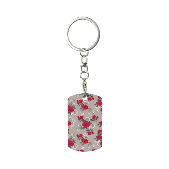 Naloa Rose Flowers Print Keyfob with Split Key Ring and Print Labels, Key Labels Key Chain Tags, Luggage Tags, Car Key Chain Ring Keyfob Gift