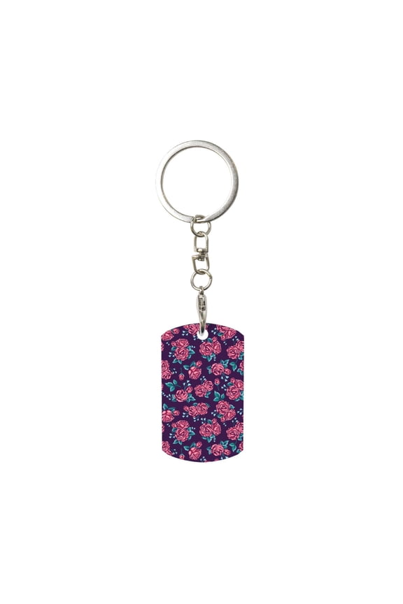 Rose Flowers Print Keyfob with Split Key Ring and Print Labels, Key Labels Key Chain Tags, Luggage Tags, Car Key Chain Ring Keyfob Gift