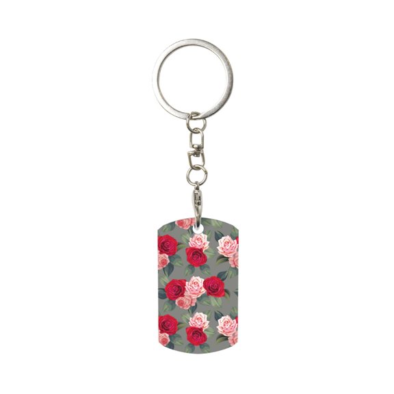 Naloa Rose Flowers Print Keyfob with Split Key Ring and Print Labels, Key Labels Key Chain Tags, Luggage Tags, Car Key Chain Ring Keyfob Gift