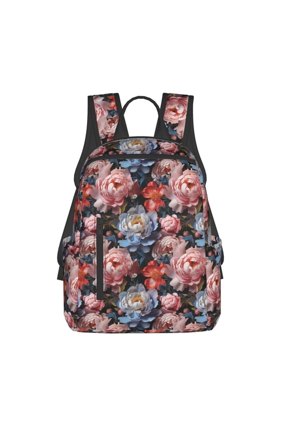 Rose Flowers Print Lightweight DayBackpack Suitable for school, work, shopping, travel, etc.
