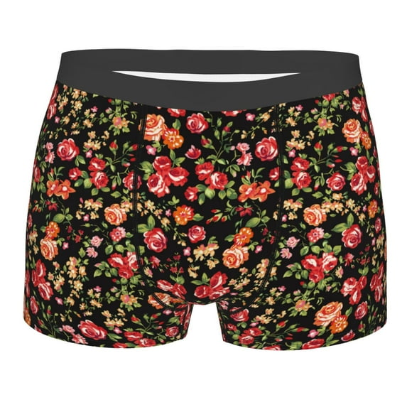 Naloa Rose Flowers Print Mens Underwear - Boxers for Men, Classic Briefs for Men