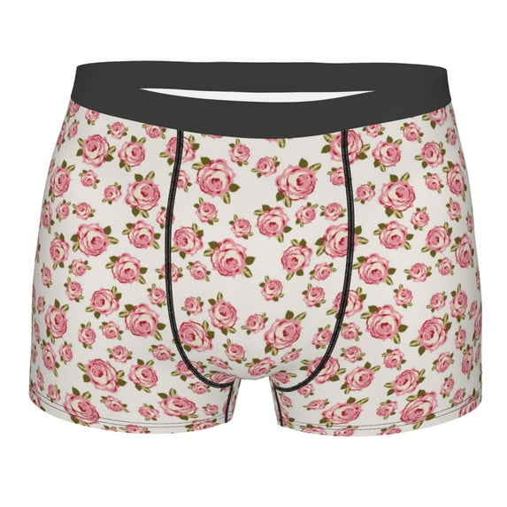 Naloa Rose Flowers Print Mens Underwear - Boxers for Men, Classic Briefs for Men