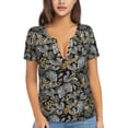 thumbnail image 1 of Naloa Rose Flowers Print T-Shirts Short Sleeve V Neck Tees for Women Fashion Tops Trendy Lightweight Soft Casual Summer Outfits Clothes, 1 of 5