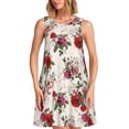 thumbnail image 1 of Naloa Rose Flowers Print Women's Summer Spring Casual Beach Sundress,Vacation Sleeveless Tank Crewneck Loose Dresses, 1 of 7