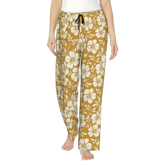 Naloa Rose Flowers Print Women’s Ultra-Soft Comfy Pajama Lounge Pants with Pockets & Drawstring