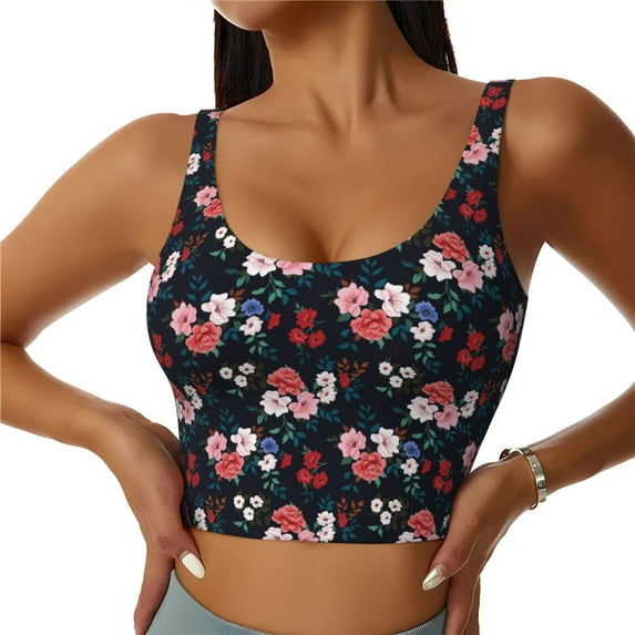 Naloa Rose Flowers Sports Bras for Women, High Support Bra with Removable Pads, Comfortable - XX-Large
