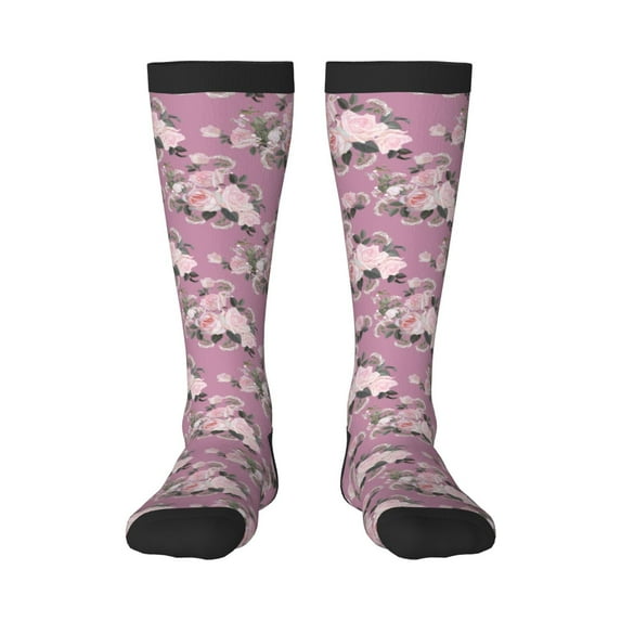 Naloa Rose Flowers Thigh High Socks Extra Long Stretchy Sock Women Over Knee High Opaque Stocking Daily Wear