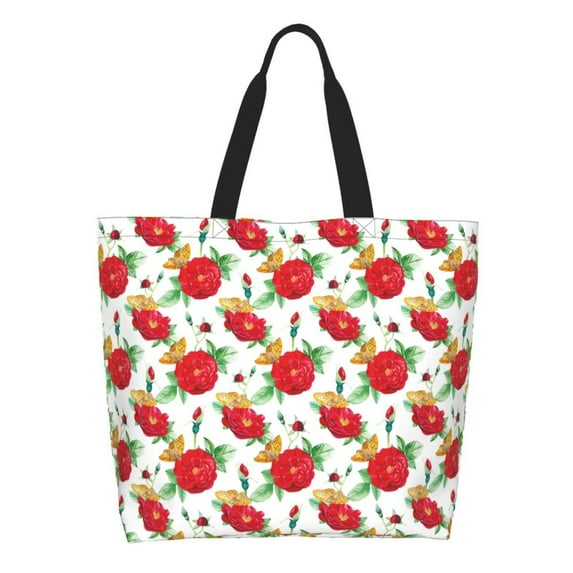 Naloa Rose Flowers Tote Bag for Women Large Capacity Shoulder Bag for College Work Travel Shopping