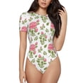 thumbnail image 1 of Naloa Rose Flowers Women's Short-Sleeved Onesie, One-Piece Swimsuit for Parties, dates, clubs - Medium, 1 of 9