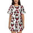 thumbnail image 1 of Naloa Rose Flowers Women's Short-Sleeved Pajama Set, Loungewear, Summer pajamas, Breathable Cozy - 4X-Large, 1 of 9