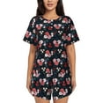 thumbnail image 1 of Naloa Rose Flowers Women's Short-Sleeved Pajama Set, Loungewear, Summer pajamas, Breathable Cozy - Small, 1 of 9