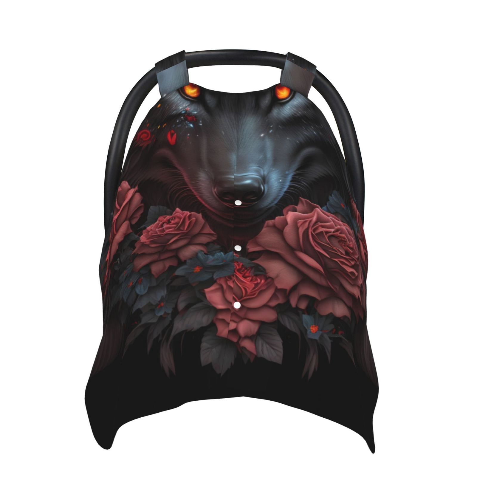 Naloa Rose Full Moon Black Wolf Baby Car Seat Cover, Breathable Baby Carrier Cover, Multiuse Baby Carrier Cover & Nursing Breastfeeding Cover